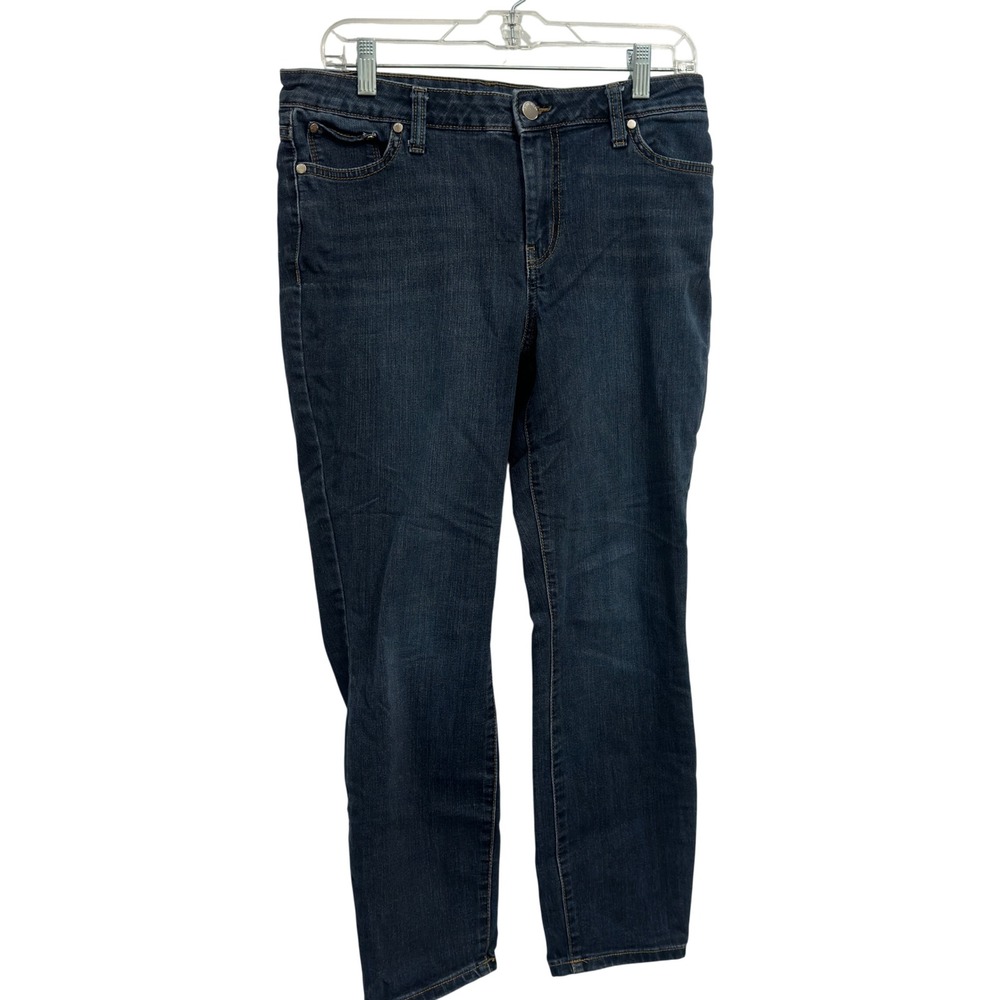 Nine West Skinny Jeans Size 12 Dark Wash Blue Stretch Denim Mid Rise 5 Pocket